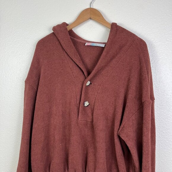 Free People Beach Bino Pullover Knit Hooded Sweater Auburn Women’s Size L - Picture 3 of 10